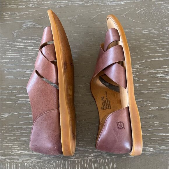 Born ITHICA Chestnut Leather Slip-On Crisscross Open Toe Casual Sandals Size 10M - Picture 6 of 12